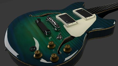 Stylised Gibson Es-335 3D model preview image
